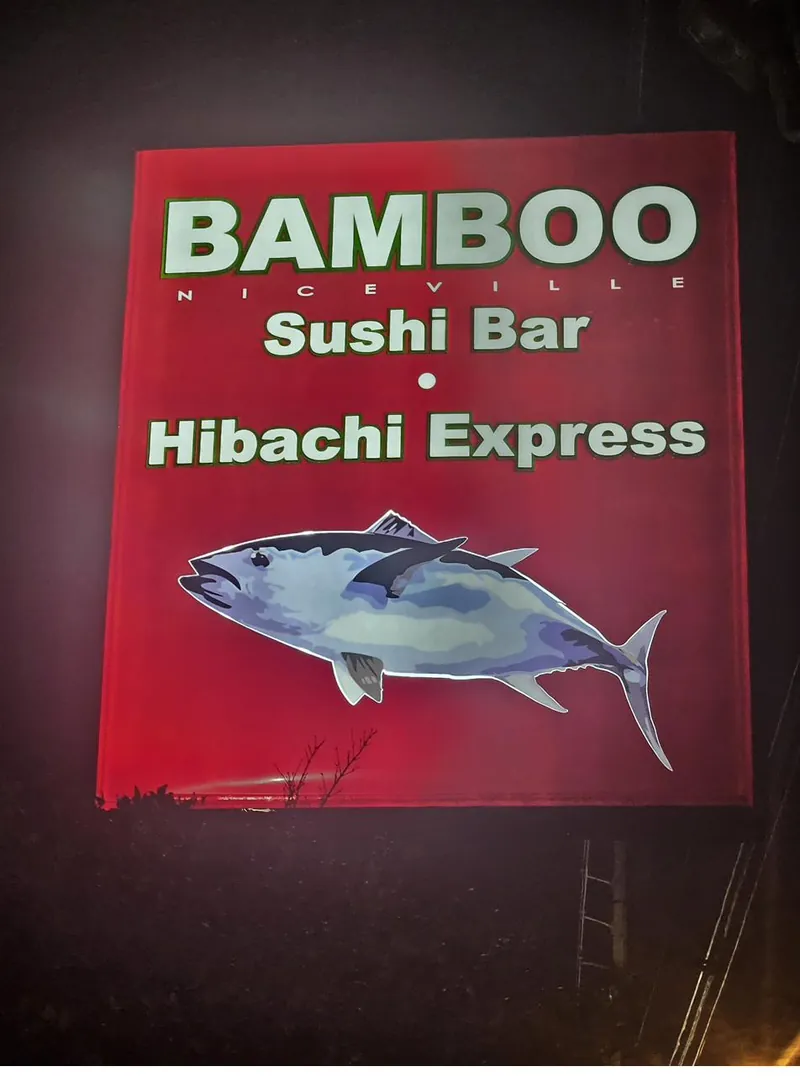 Bamboo Sushi Bar and Hibachi Express sign at the Niceville location