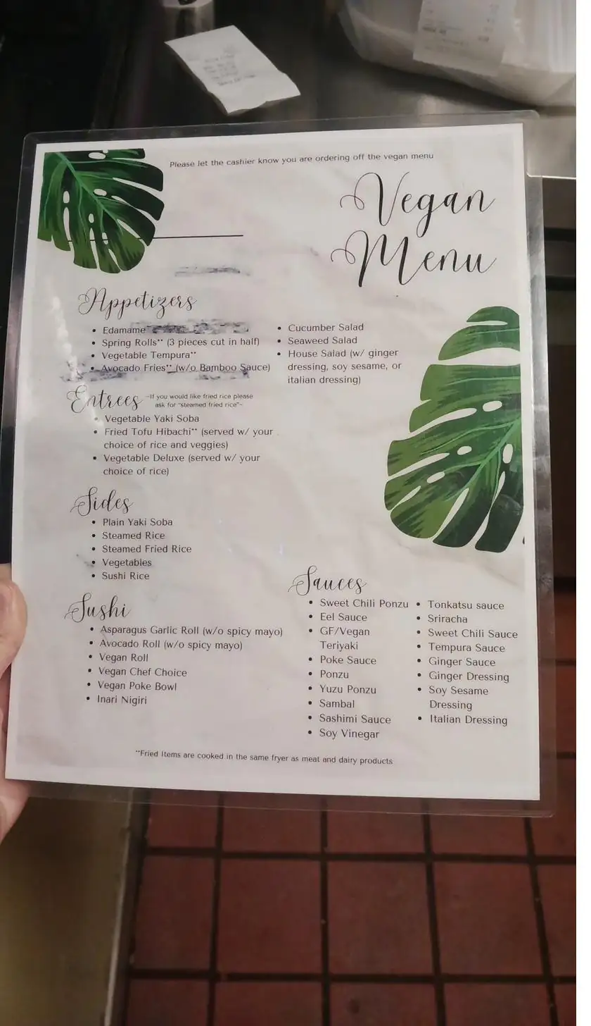 Bamboo vegan menu